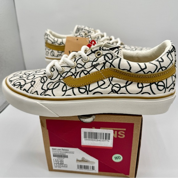 NWT Vans Sk8 Low Reissue Sneakers Textured Waves / Marshmallow Shoes Skate NEW - Picture 3 of 16